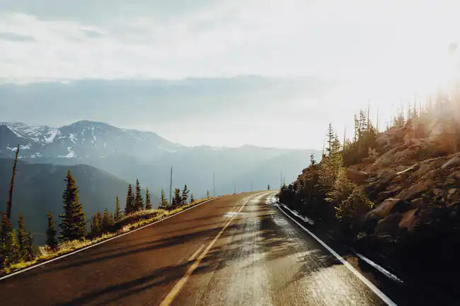 Trail Ridge Road winding through Rocky Mountain National Park in Colorado