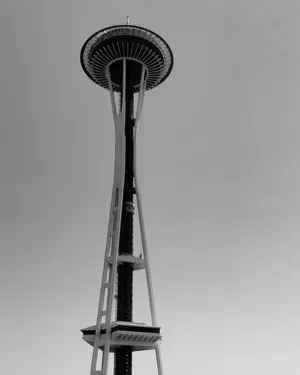 Seattle's Space Needle viewed from a low angle against the sky